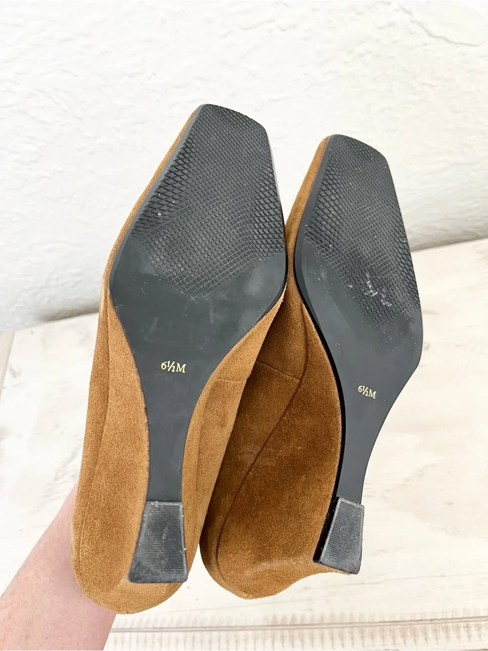 Vintage 90s Y2K Suede Wedge Loafers Tan Preppy 6.5